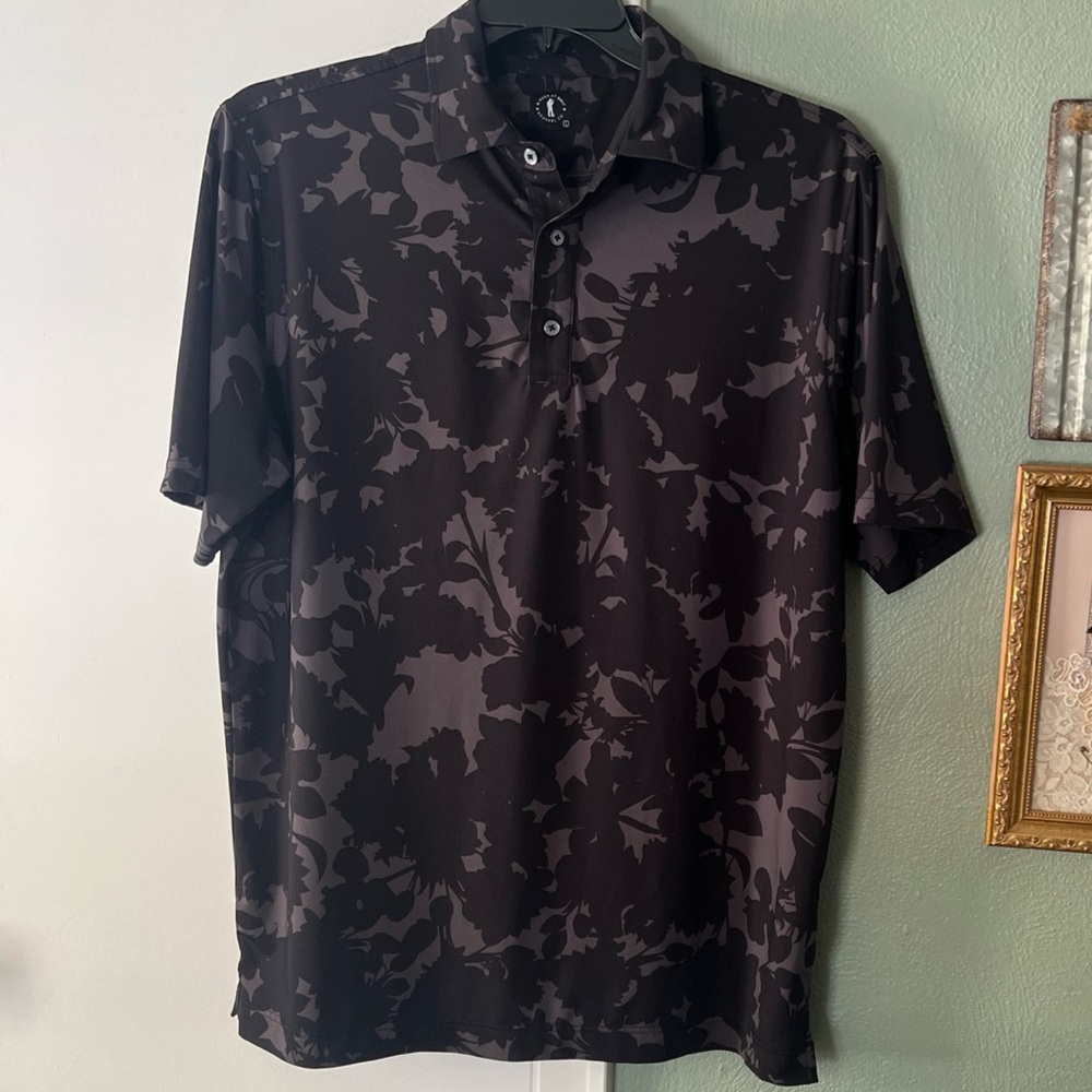 USAG U Suck At Golf Polo Large ALL Black Short Sleeve Shirt Amateur Golf Tour EC